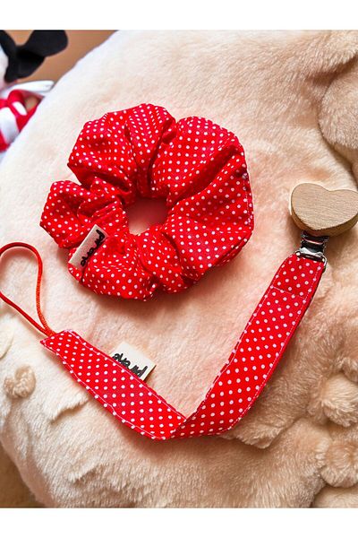 Pirene Minnie Mom 2-Piece Baby Set - Pacifier Strap and Scrunchie Set