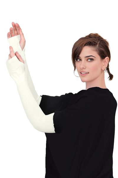 Sonbaharmoda Εύκαμπτα χτενισμένα βαμβακερά μανίκια Lycra - Finger Snap, Double Ecru Unisex