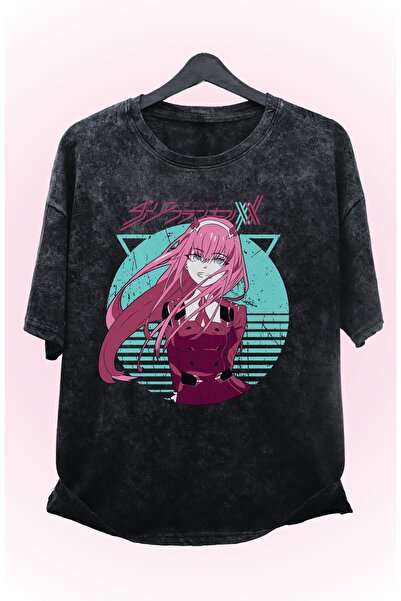 Fuddy Moda Zero Two V3 Unisex Anime Štampano Oversize kroj majica