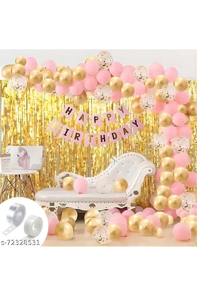 Bkmc Happy Birthday Balloons - Corner Decoration Banner Curtains