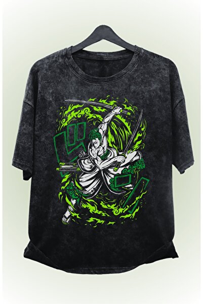 Fuddy Moda One Piece V4 Štampano Zoro majica - Unisex Oversize kroj Anime ret...