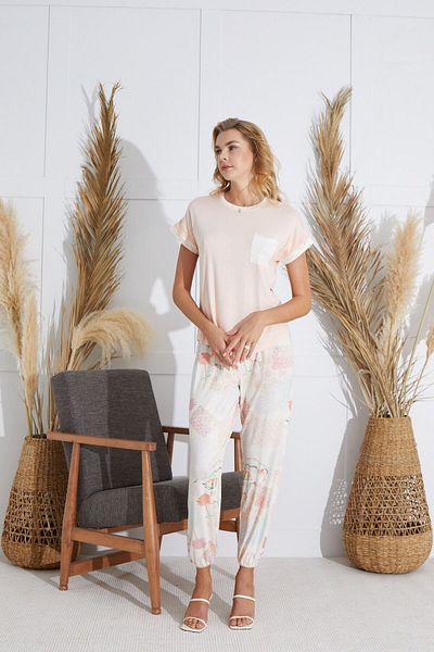 Sevim 15495 Women's Stone Printed Pajama Set