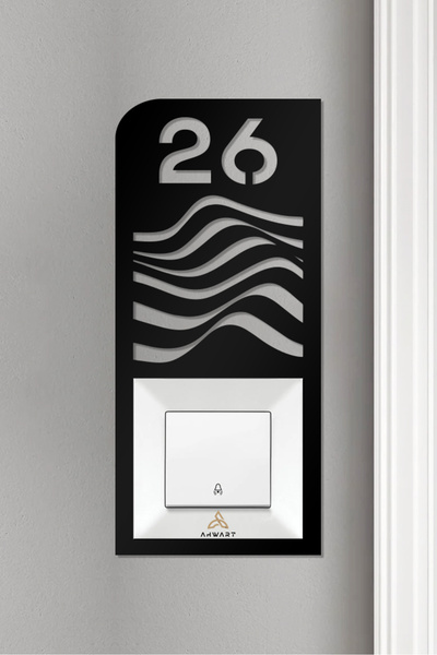 AHWART Cadru decorativ din lemn - Numărul ușii apartamentului, Priză sonerie ...