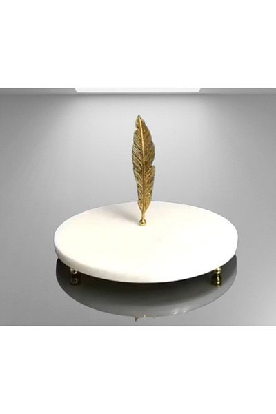 ege gross White Natural Marble Jewelry - Gold Tuy Detailed Decorative Stand