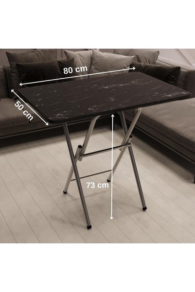 HANAHŞAP Katlanır Masa Kırma Masa 50x80 Siyah Mermer Desen Kamp Masa Çalışma ...