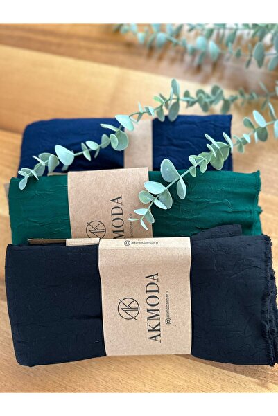 Flowerscarfs Bambu kraş 3 lü set şal lacivert, Zümrüt yeşili, Siyah