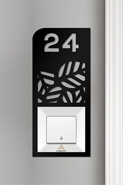 AHWART Ahşap Daire Kapı Numarası, Çiçek Desenli Dekoratif Zil Priz Çerçevesi ...