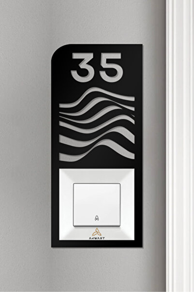 AHWART Decorative Wooden Frame - Circle Door Number, Bell Socket No:35