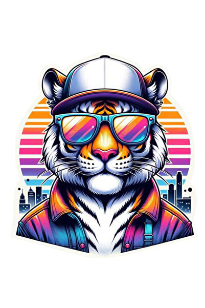 MegaSticker ملصق سيارة نمر ملون رائع مقاس 13 × 10 سم، دراجة نارية، كمبيوتر مح...