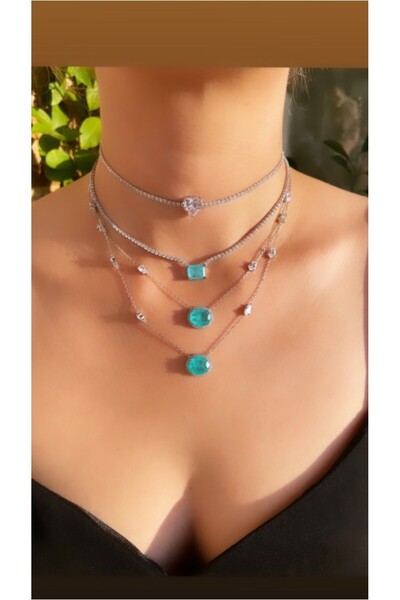 Luna Argento YEŞİL PARABAI DOĞALTAŞLI KOLYE