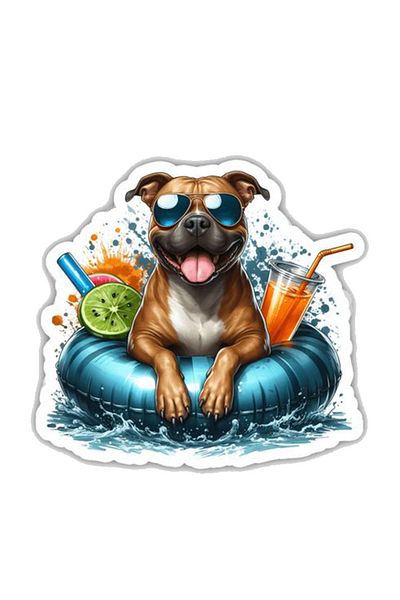 MegaSticker Autocolant Pitbull de vară, Motocicletă, Laptop, Cască, Autocolant Auto 13x10 Cm