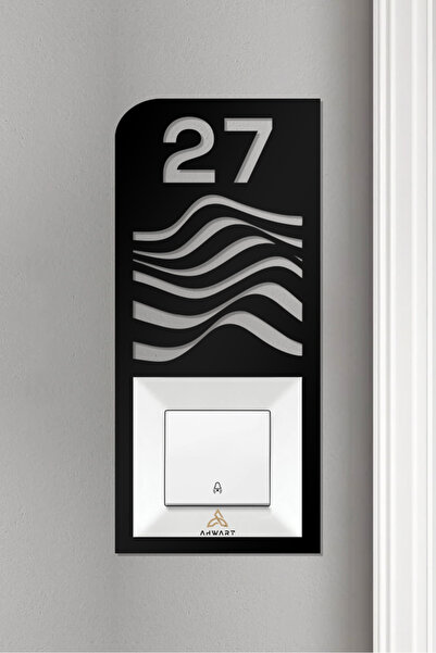 AHWART Cadru decorativ din lemn - Numărul ușii apartamentului, Priză sonerie ...