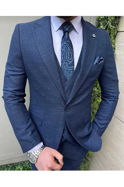 Tempee Slim Fit Suit - With Vest, Tie & Collar Ornament Gift Detail