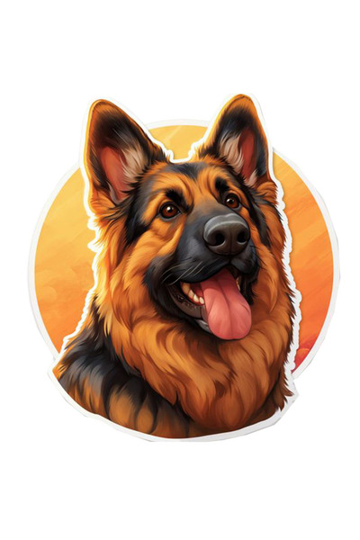MegaSticker Autocolant 13x10 Cm German Shepherd - Motocicletă, Laptop, Cască, Mașină