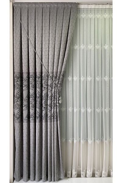 Fon Dünyası Panel Background Curtain Gray Black Single Wing