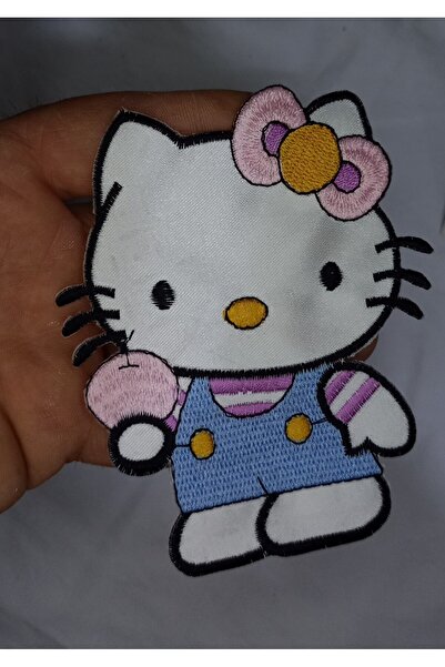 Tuhafiş 1 Adet 8 × 11 Cm Hello Kitty Nakış Arma El Dikmeli Yama Patch