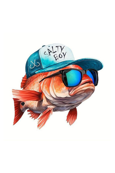 MegaSticker Autocolant Cool Fish 13x10 Cm - Pentru Motocicletă, Laptop, Cască, Mașină