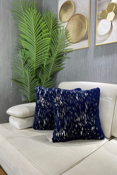 Paris Life Navy Blue Plush Rabbit Rabbit Throw Pillow Cover - Silver Leaf