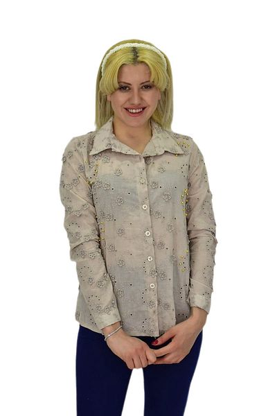 HİSSET Bluză de damă brodata cu detalii în piatră - BGL-ST03720