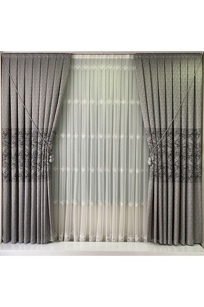 Fon Dünyası Panel Background Curtain Gray Black Single Wing