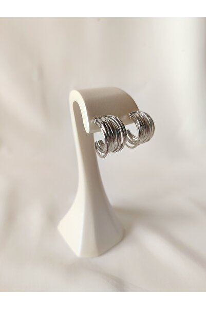 LİLYA AKSESUAR Kalın Gümüş Renk Çelik Halka Küpe