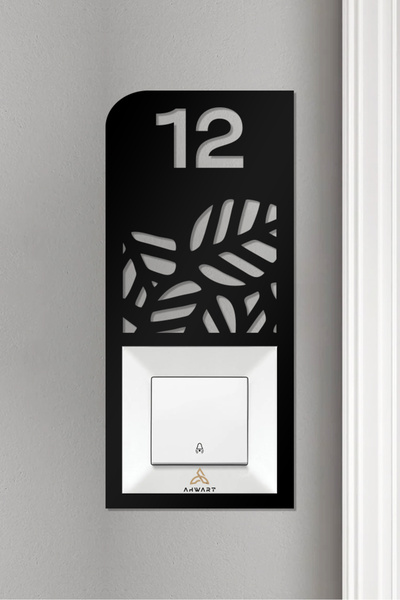 AHWART Cadru decorativ din lemn pentru placă de număr cu model floral - Număr...
