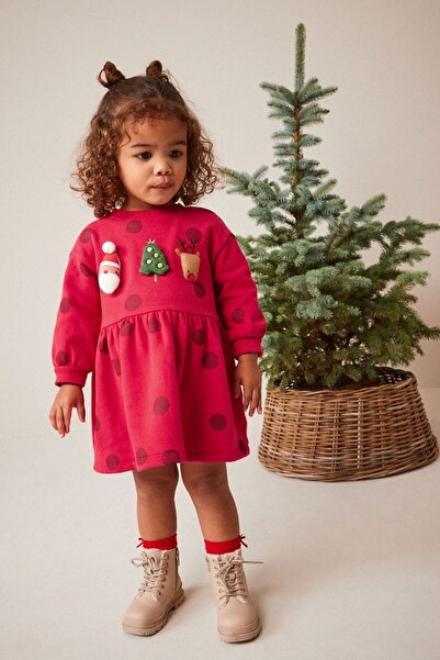 Next Baby New  Cotton Red Christmas Dress
