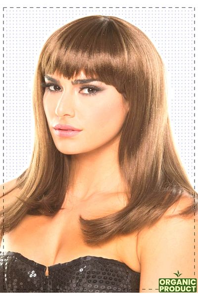 OMZ Coffee Colored 1 Piece Long Straight Party Wig - Long Brown Wig