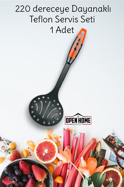 Open Home Concept Red Teflon Service Set - 220° Durable, Fireproof and Non-Stick Pasta Colander