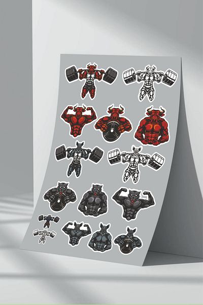 Sticker Market مجموعة ملصقات صالة الألعاب الرياضية للياقة البدنية - عبوة من قطعتين