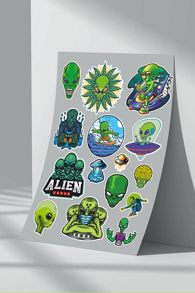 Sticker Market مجموعة ملصقات فضائية مكونة من 9 قطع