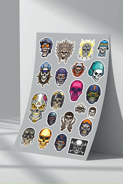 Sticker Market مجموعة ملصقات جمجمة مكونة من 15 قطعة