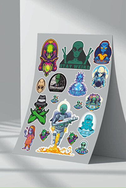 Sticker Market Set de autocolante Alien cu tăiere lungă - 10 bucăți