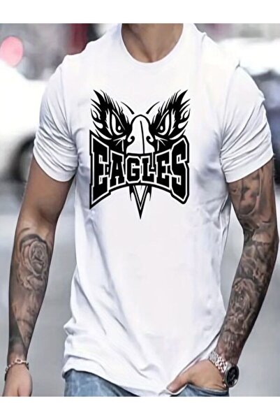 CLASSY.MODA Süprem T-Shirt - Біла футболка з принтом, оверсайз, велосипедний комір, короткий рукав