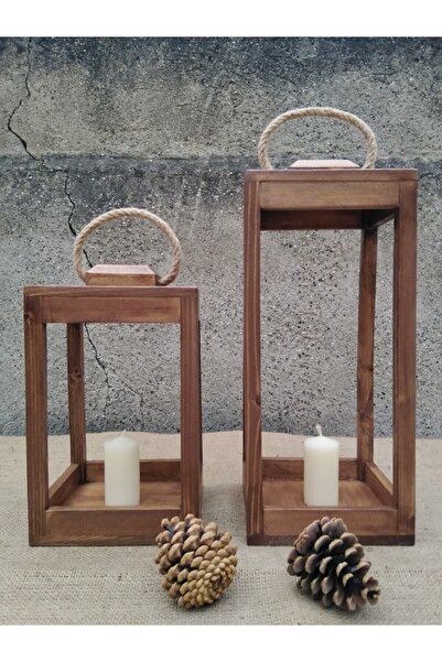 çalıkuşu hediyelik eşya Ahşap Fener Mumluk 2' Li Paket