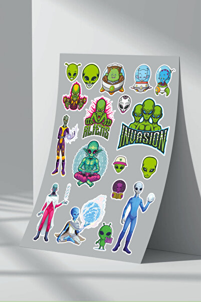 Sticker Market Set de 4 autocolante Alien Alien