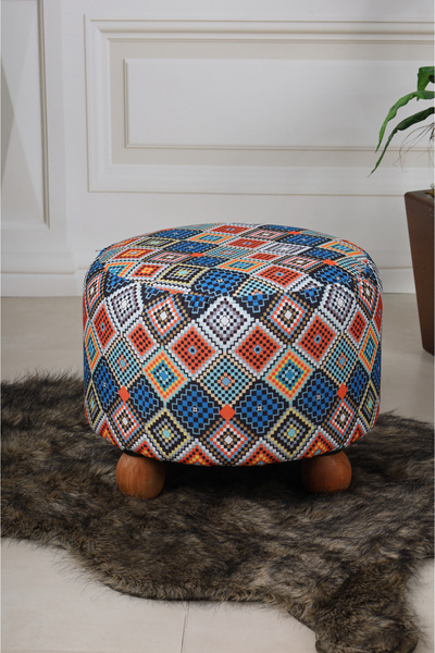 PUFMANYA POLO 45 X 45 CM EFSANE DOĞAL GÜRGEN TOPUZAYAKLI ÇOK AMAÇLI PUF KOLTUK