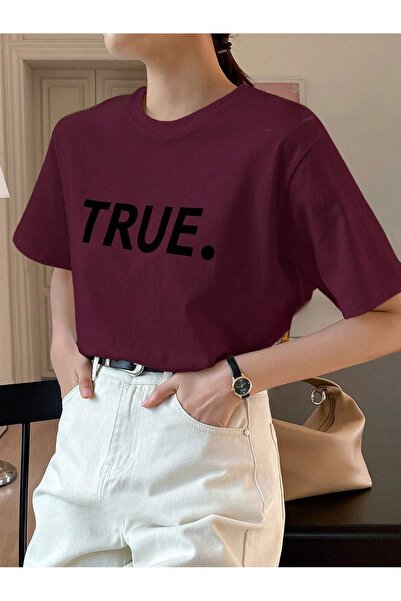 over head oh Bordo Crvena True Štampano Žene Oversize kroj T-shirt