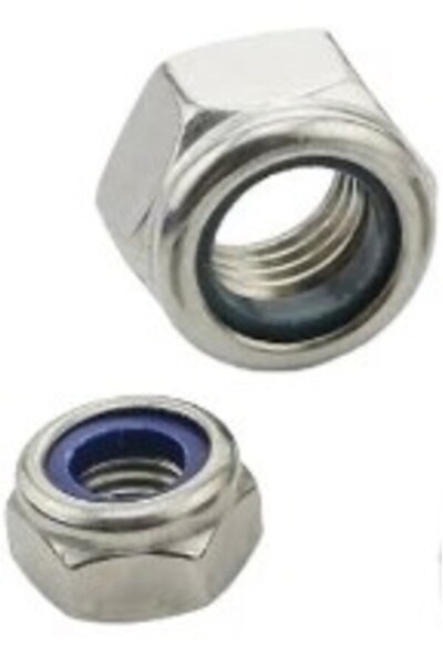 KEI Tarım Makinaları AltıKöşe Başlı M10x1,5 Paslanmaz Fiberli Somun