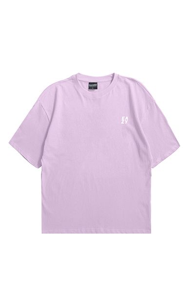 Eazy Co Tricou cu mânecă scurtă cu imprimeu supradimensionat unisex Eazy Lilac Abstract Shapes