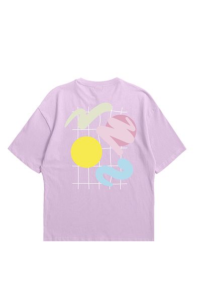 Eazy Co Tricou cu mânecă scurtă cu imprimeu supradimensionat unisex Eazy Lilac Abstract Shapes