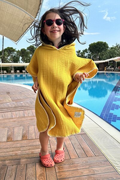 Atölye Eda Exclusive Handcrafted And Hand Embroidered 4 Layers Muslin Poncho Bathrobe