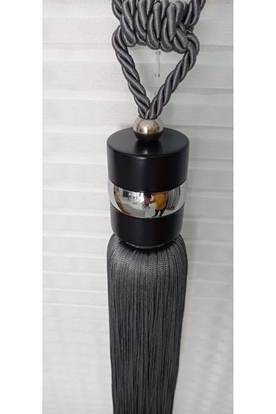 serART Anthracite Galaxy Background Double Breasted Curtain - Ceiling Tie Bracelet