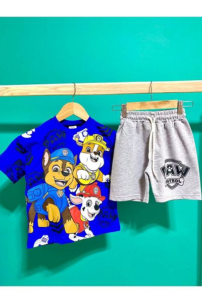 öykümgaleria Boy's Summer Shorts Paw Petrol Bottom Top Set