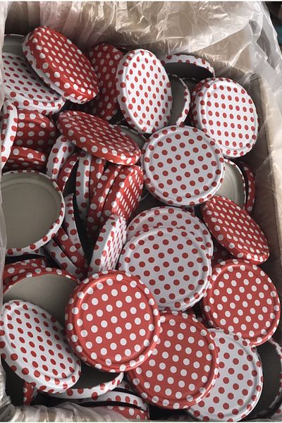 Multiamo Metal Polka Dot Jar Canning Lid-100 Pieces