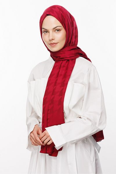 Mooncorn Σάλι Houndstooth με μεταξένιο σχέδιο ζακάρ