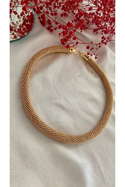 Revival Aksesuar El Yapımı Hapishane İşi Gold Boncuk Kolye