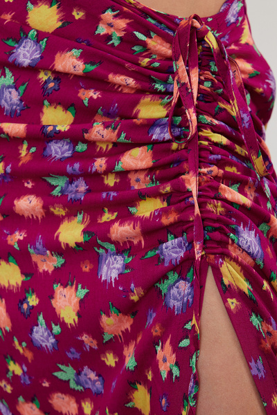 Trendyol Collection Fuchsia Midi Skirt - Patterned and Slit Detail, Woven, Twoss24Et00233