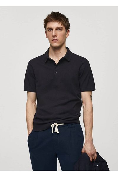 MANGO Man Fein gewebtes Poloshirt