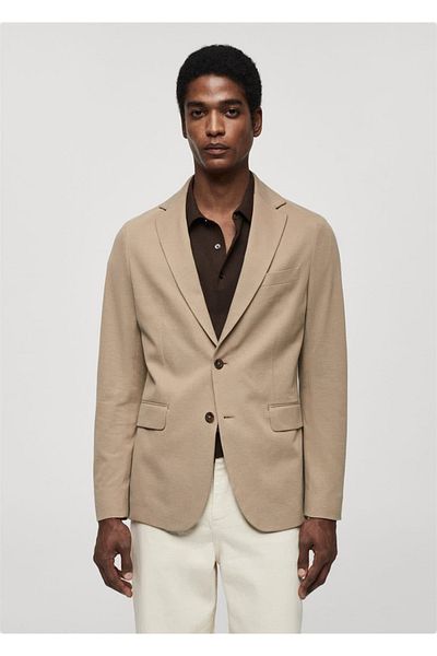 MANGO Man Slim-Fit Molded Cotton Blazer Jacket